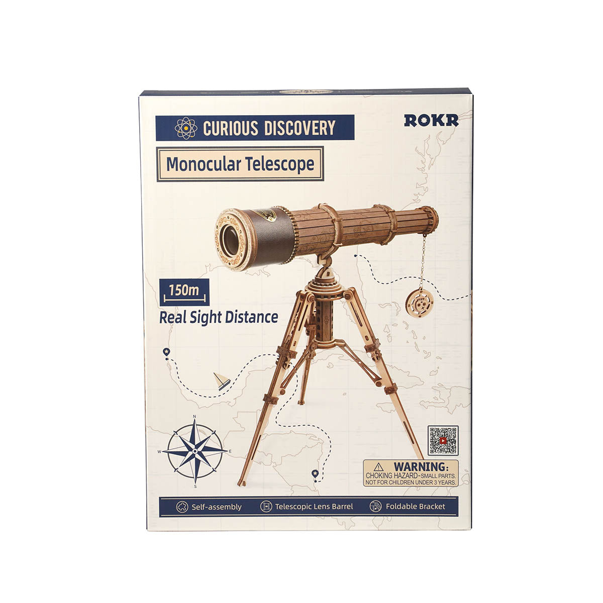 ROKR Monocular Telescope Wooden Model Kit official product view 7