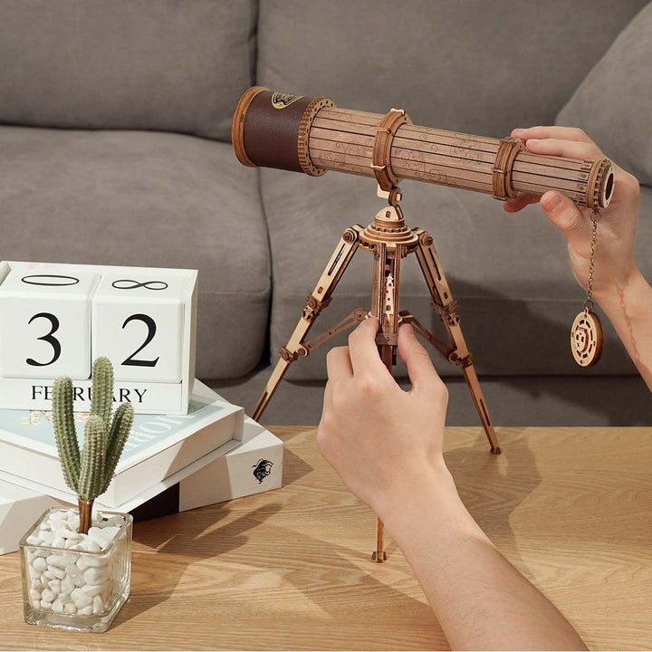 ROKR Monocular Telescope Wooden Model Kit completed product view