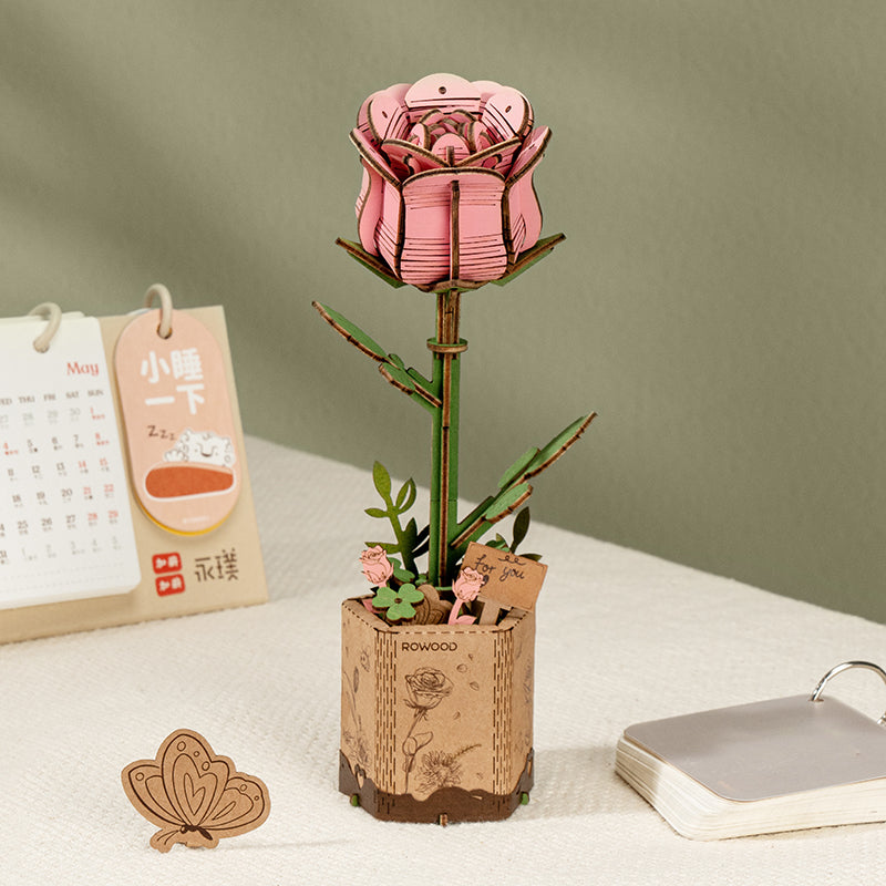 Rowood Red Camellia Wooden Flower Kit official product view 7
