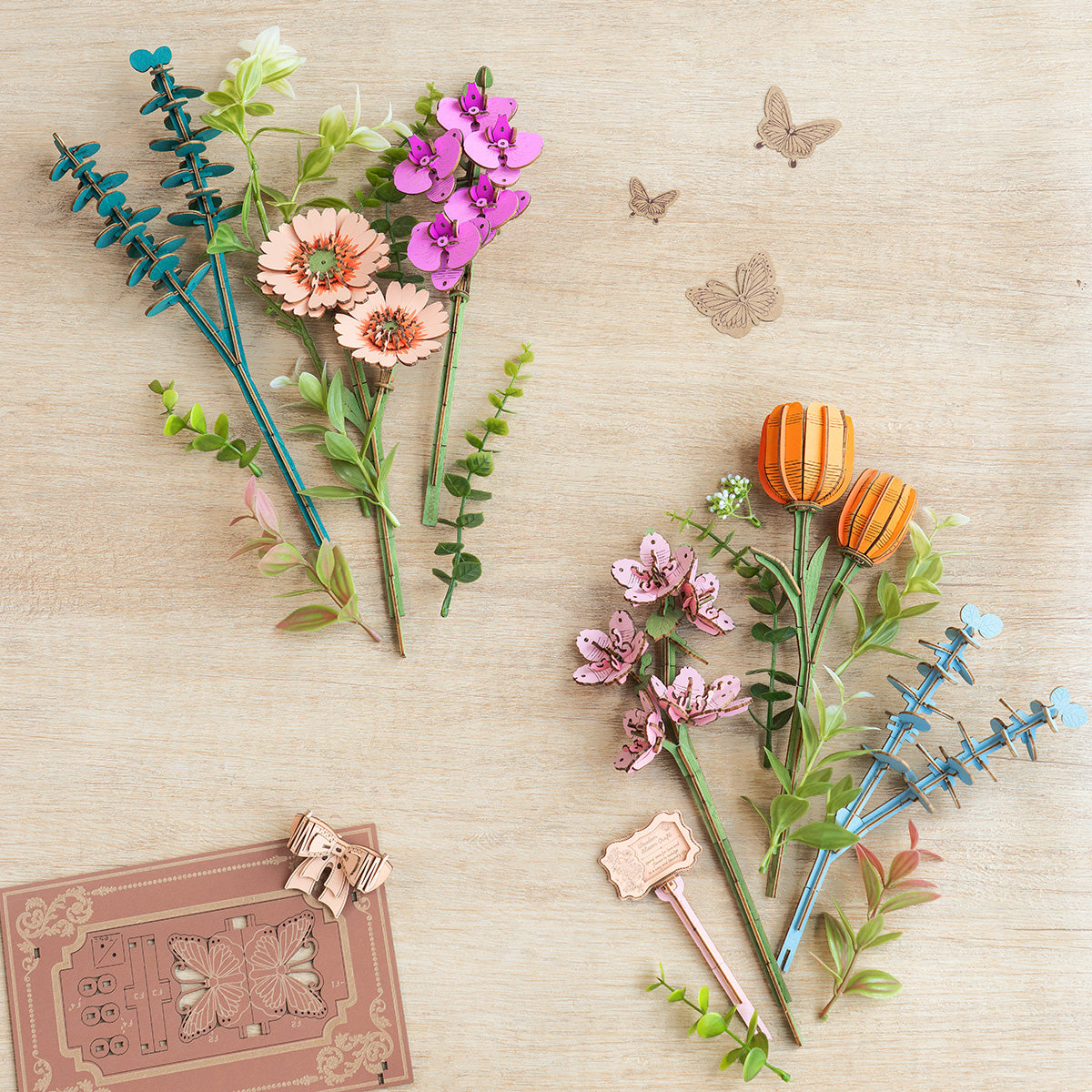 Wooden Blooming Book pieces before assembly