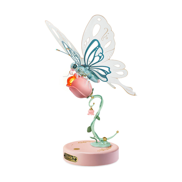 ROKR Pink Butterfly Mechanical Model Kit completed product view