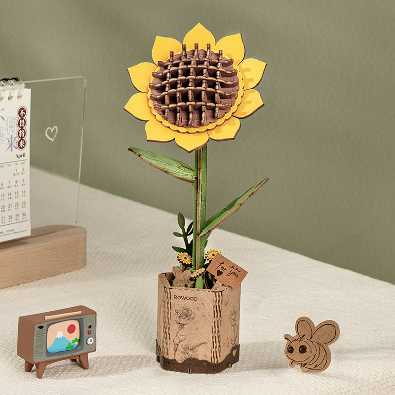 Rowood Pink Rose Wooden Flower Kit official product view 9