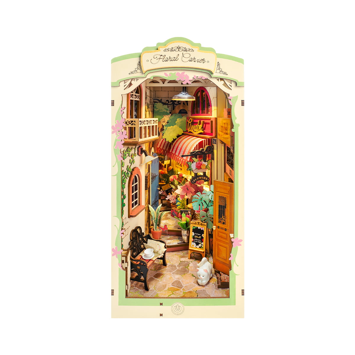 Floral Corner Book Nook Kit completed product view