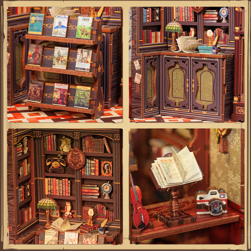 Owl Bookstore miniature interior details