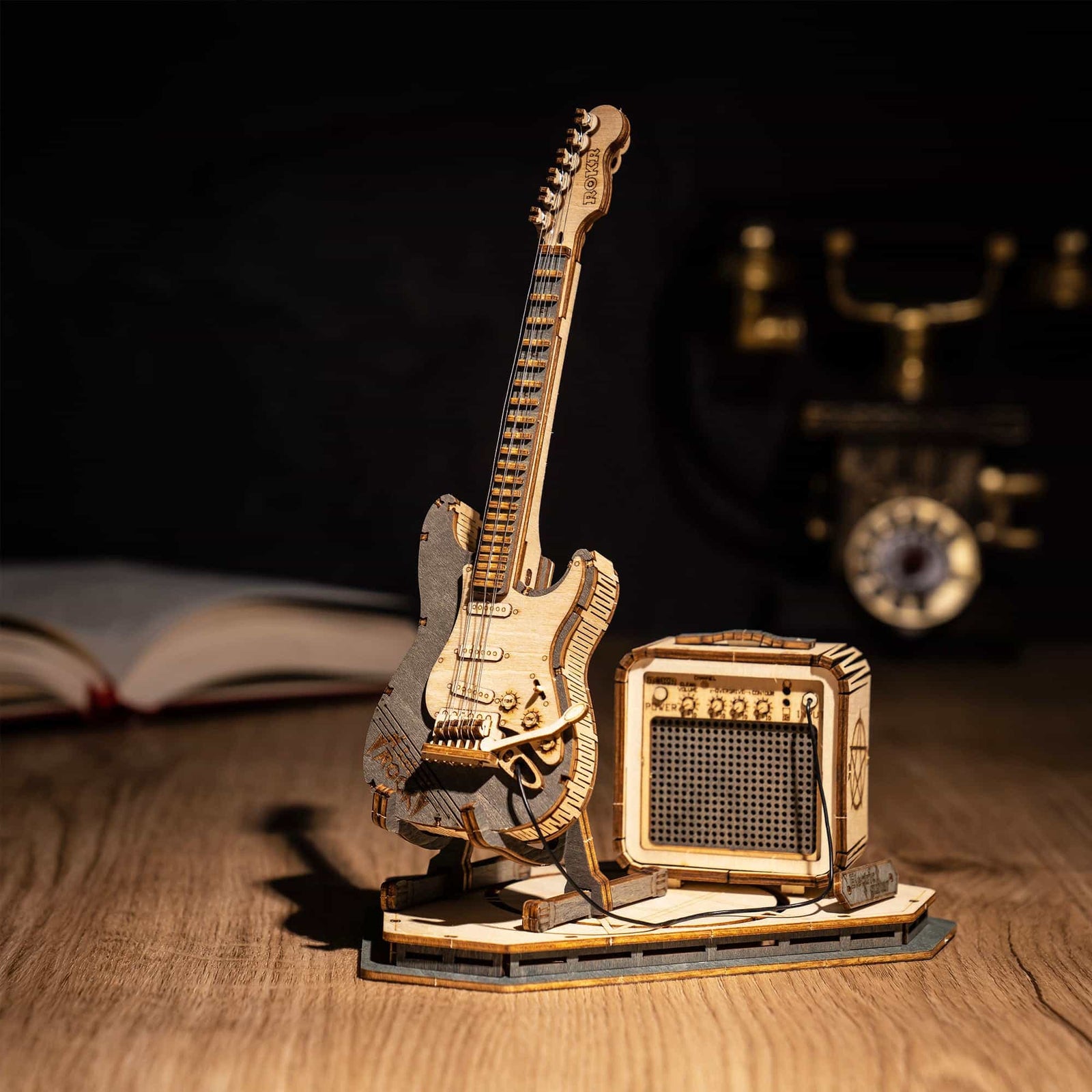 ROKR Electric Guitar Model Kit completed product view