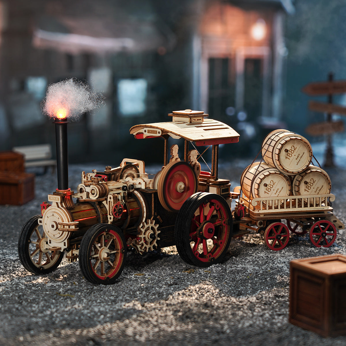 ROKR Steam Engine Mechanical Model Kit official product view 3