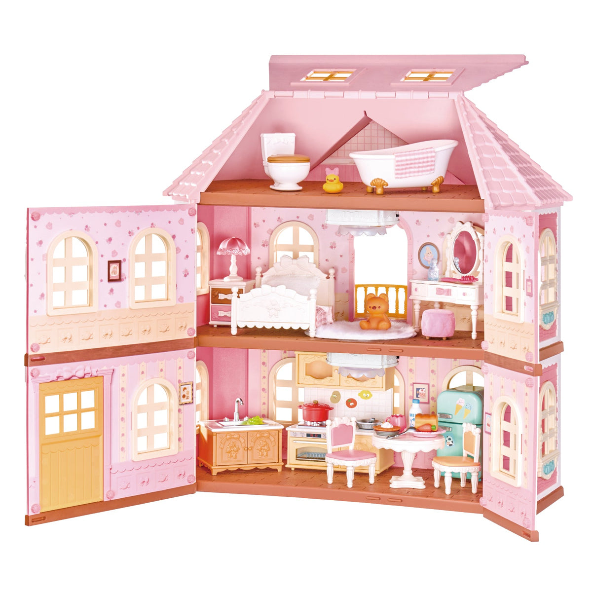 Fairy Rose Cottage Dollhouse Kit completed product view