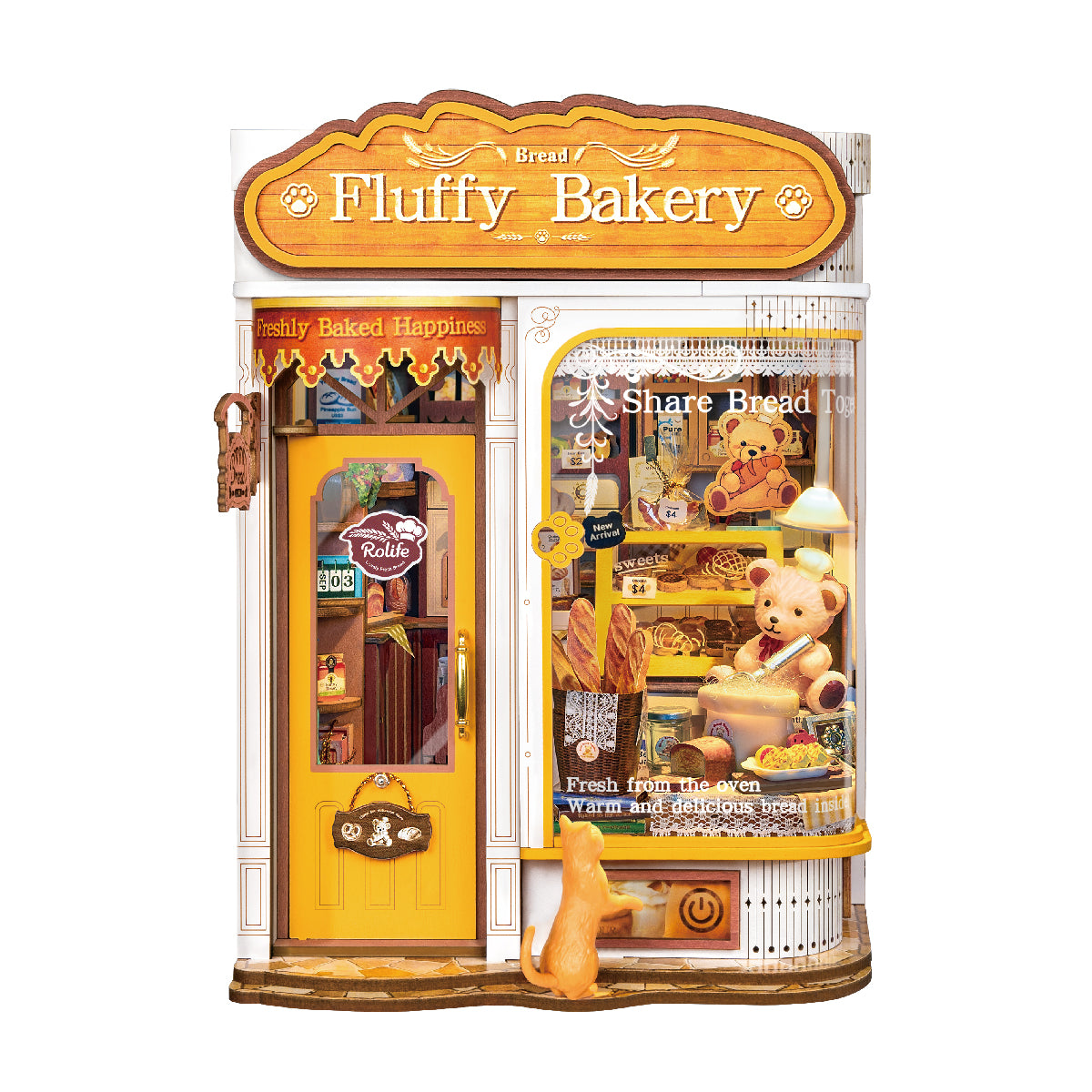 Completed Fluffy Bakery book nook front view