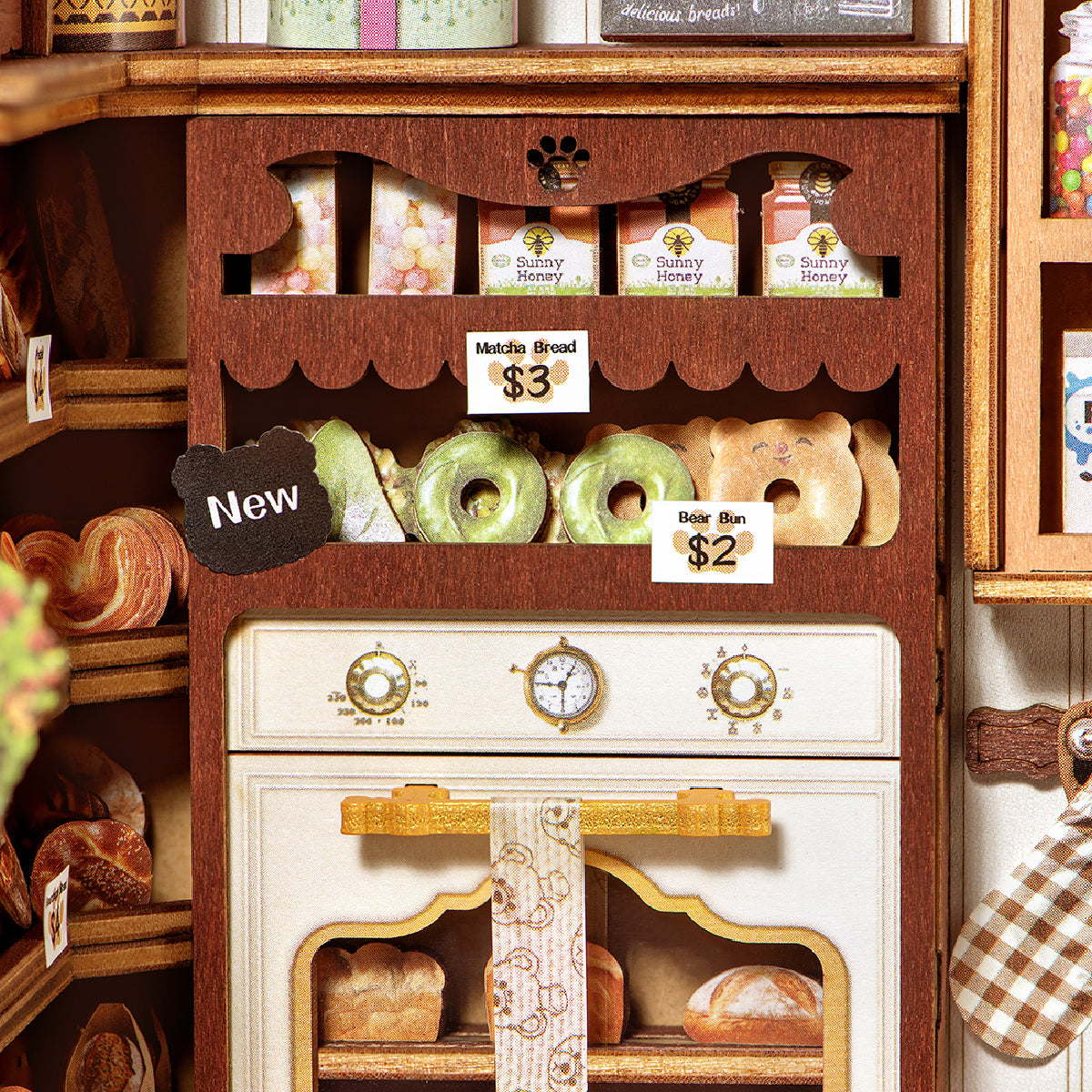 Fluffy Bakery miniature bread display detail