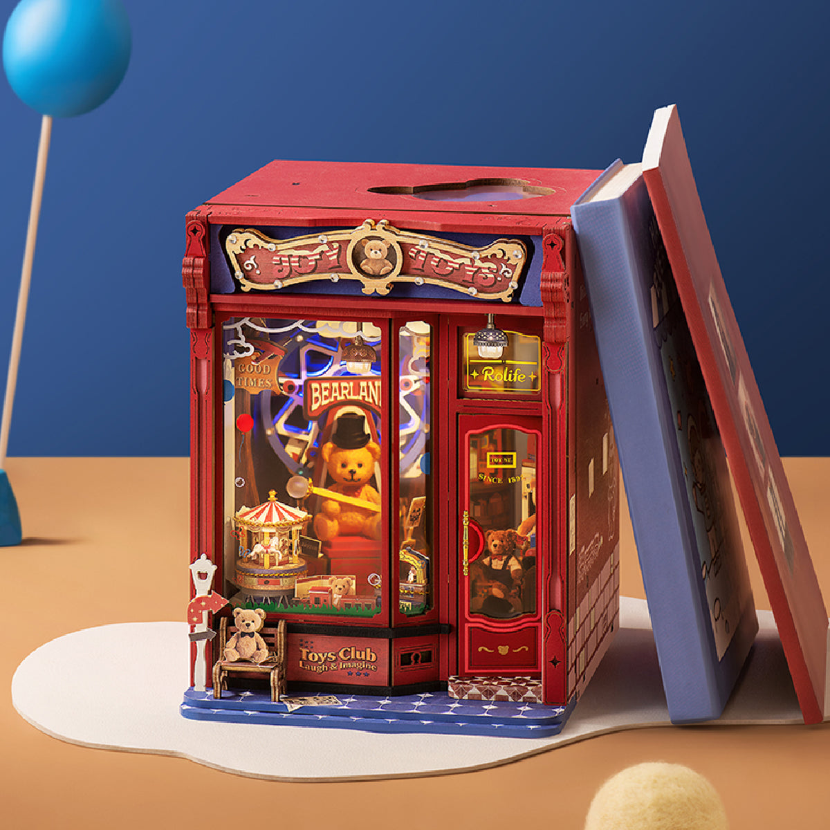Joy Toys book nook displayed beside books