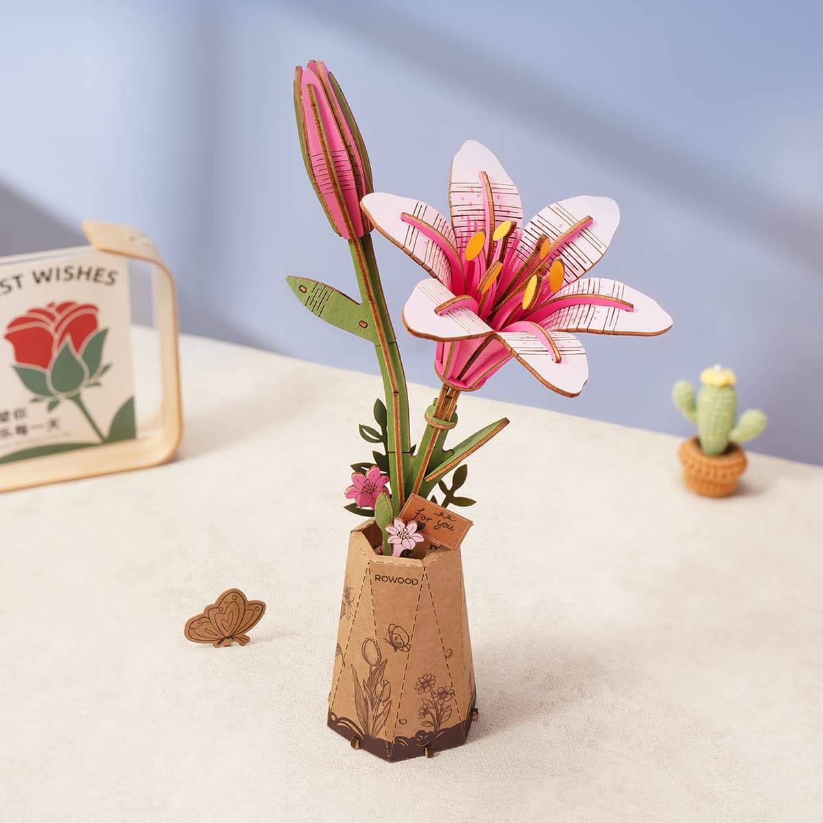 Rowood Red Camellia Wooden Flower Kit official product view 16