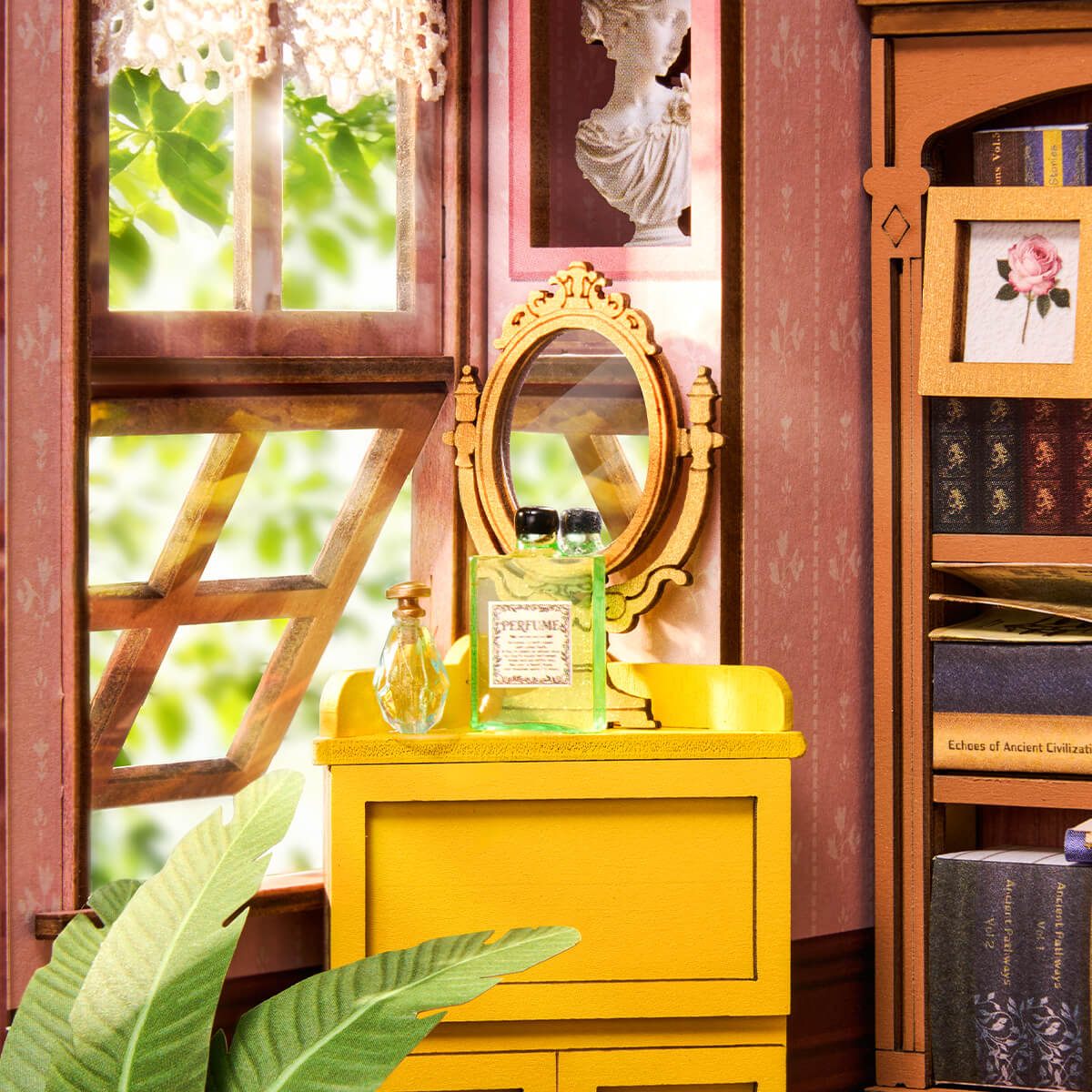 Quiet Corner Study miniature dresser and mirror detail