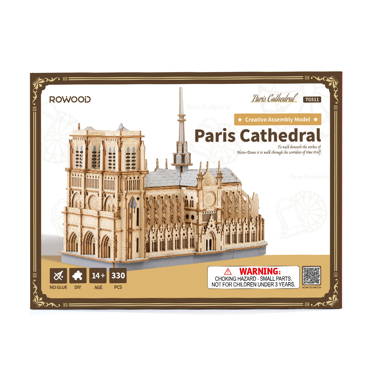 Rowood Paris Cathedral Wooden Model Kit official detail view 7