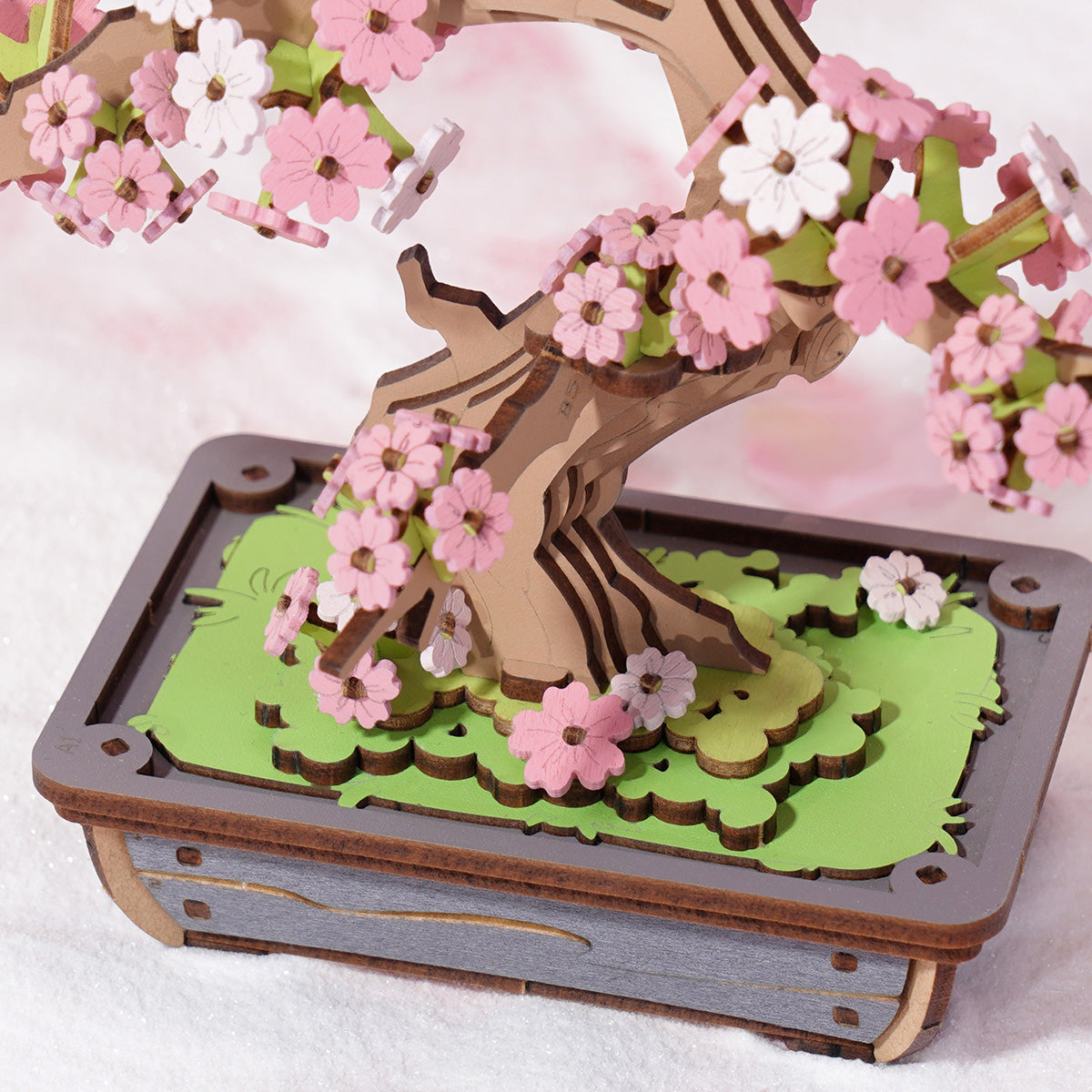 Rolife Sakura Bonsai Wooden Model Kit official product view 3