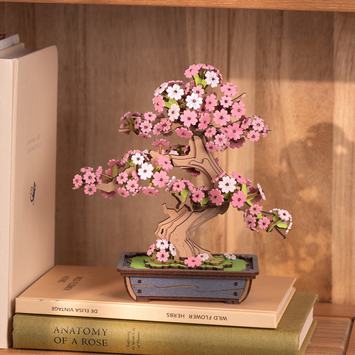 Rolife Sakura Bonsai Wooden Model Kit official product view 4