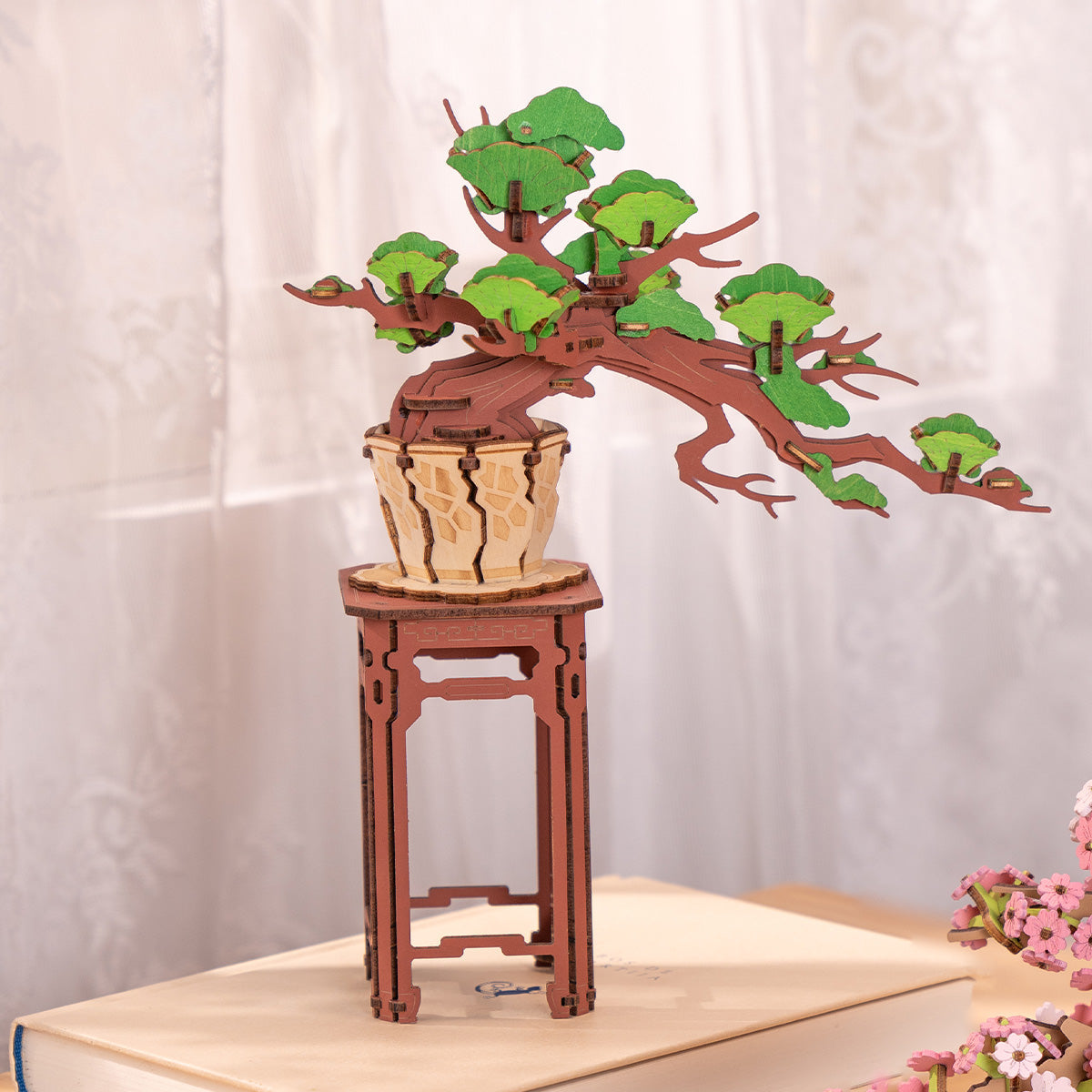 Rolife Evergreen Pine Bonsai Wooden Model Kit official product view 3