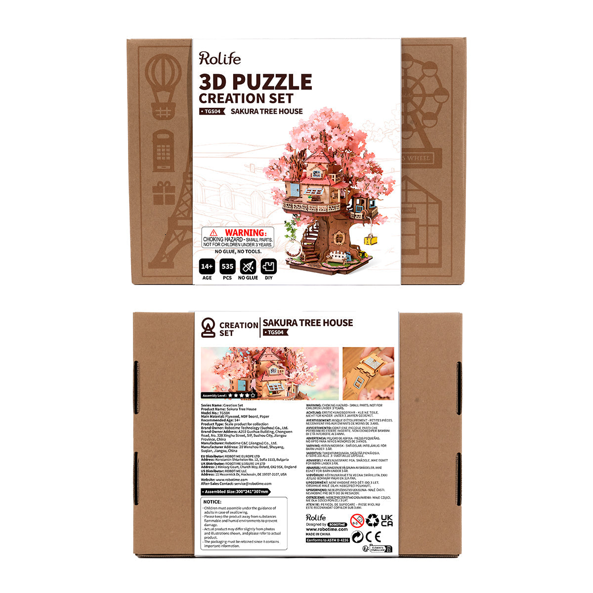 Rolife Sakura Tree House Wooden Model Kit official detail view 8