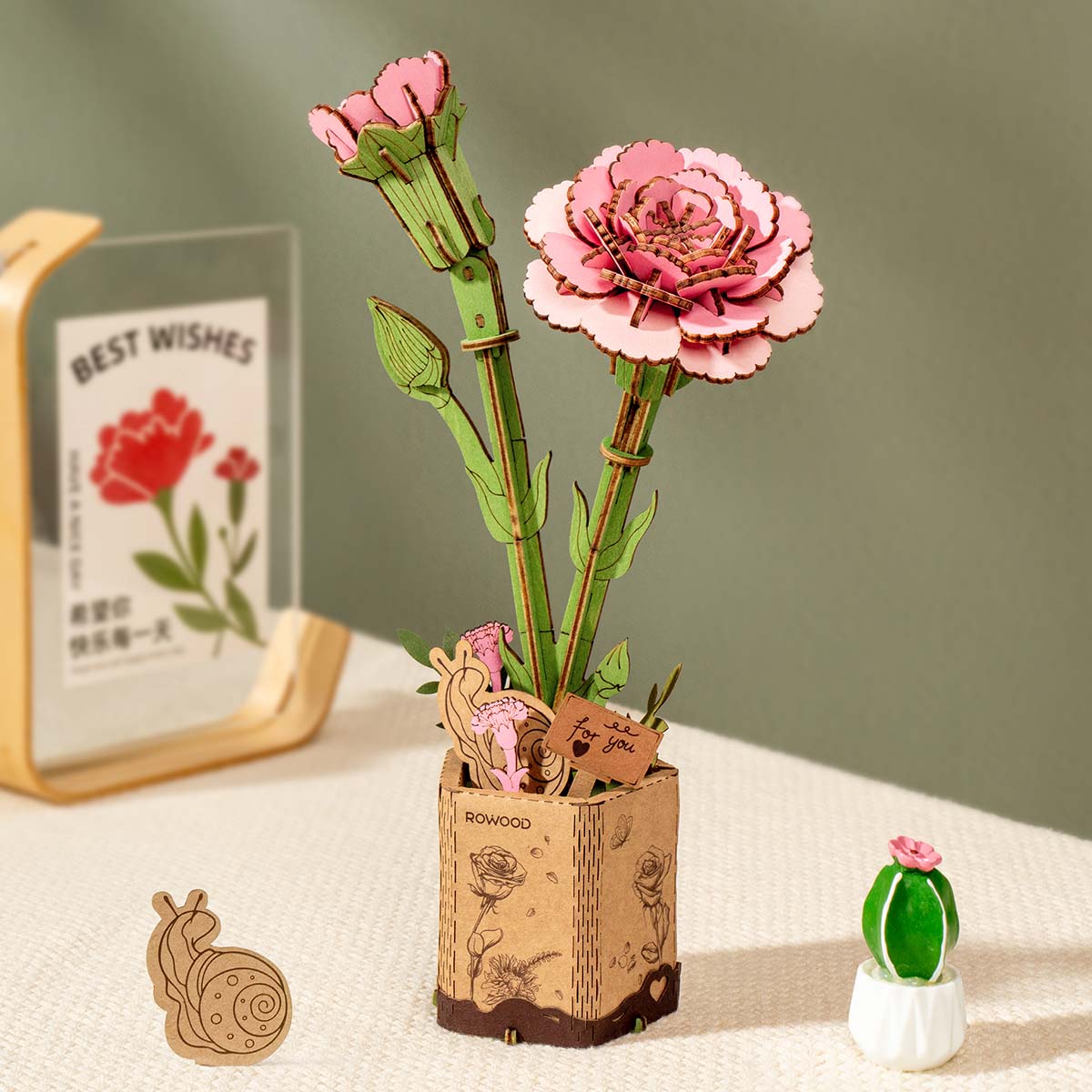 Rowood Pink Carnation Creative Kit completed product view