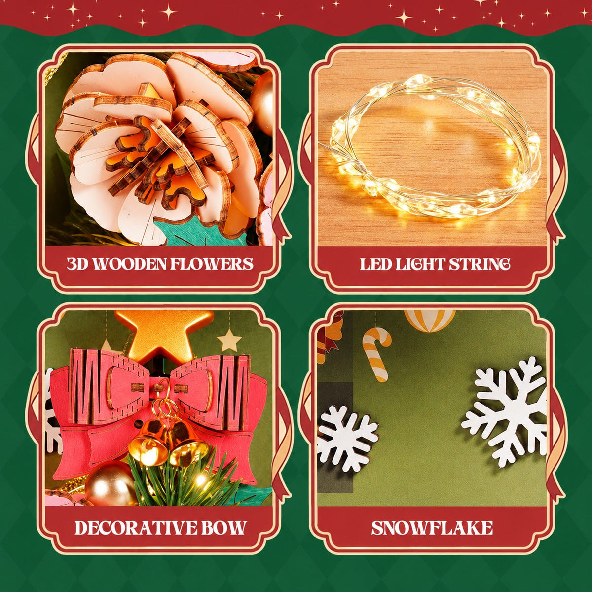 Rowood Everglow Christmas Tree Wooden Puzzle