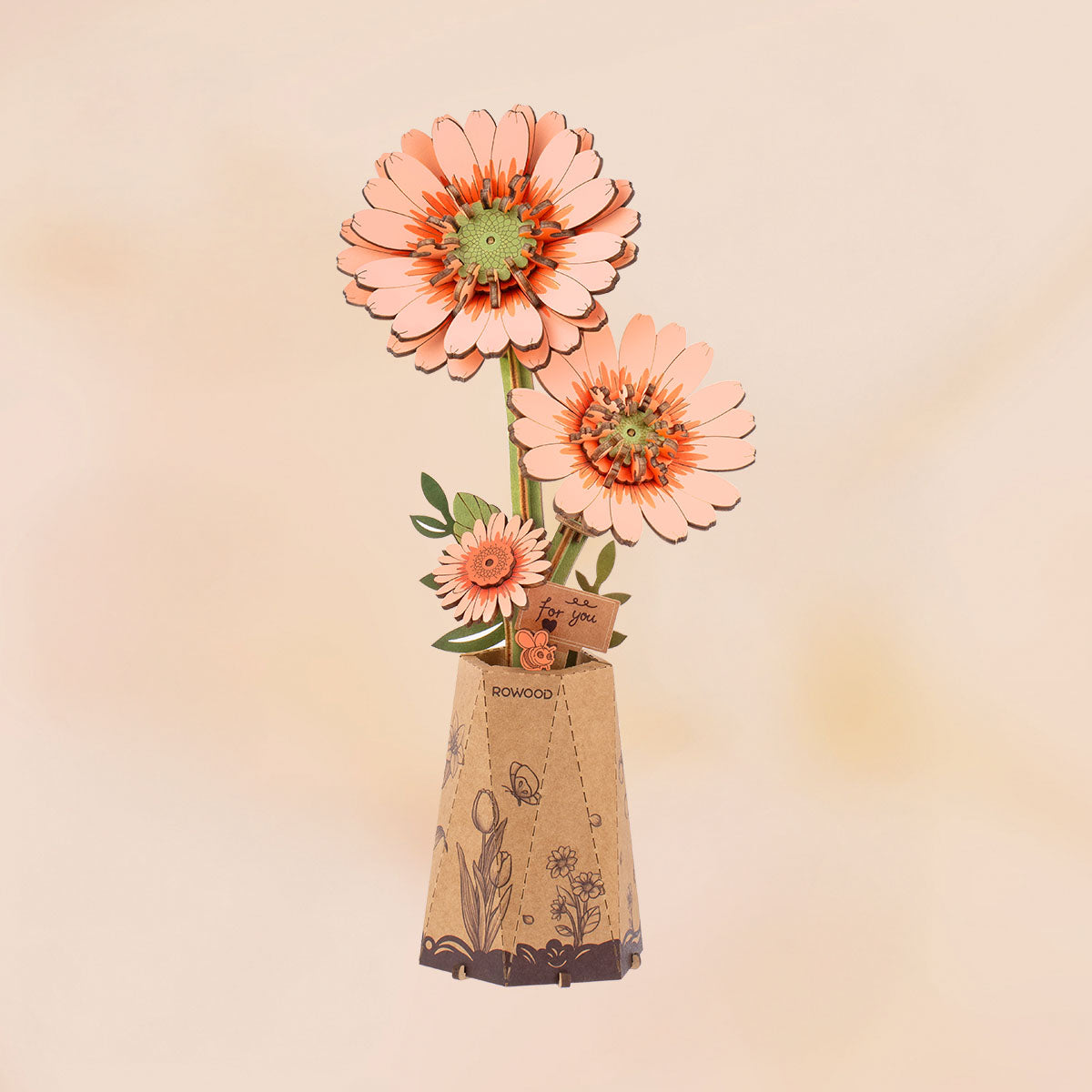 Rowood Pink Rose Wooden Flower Kit official product view 20
