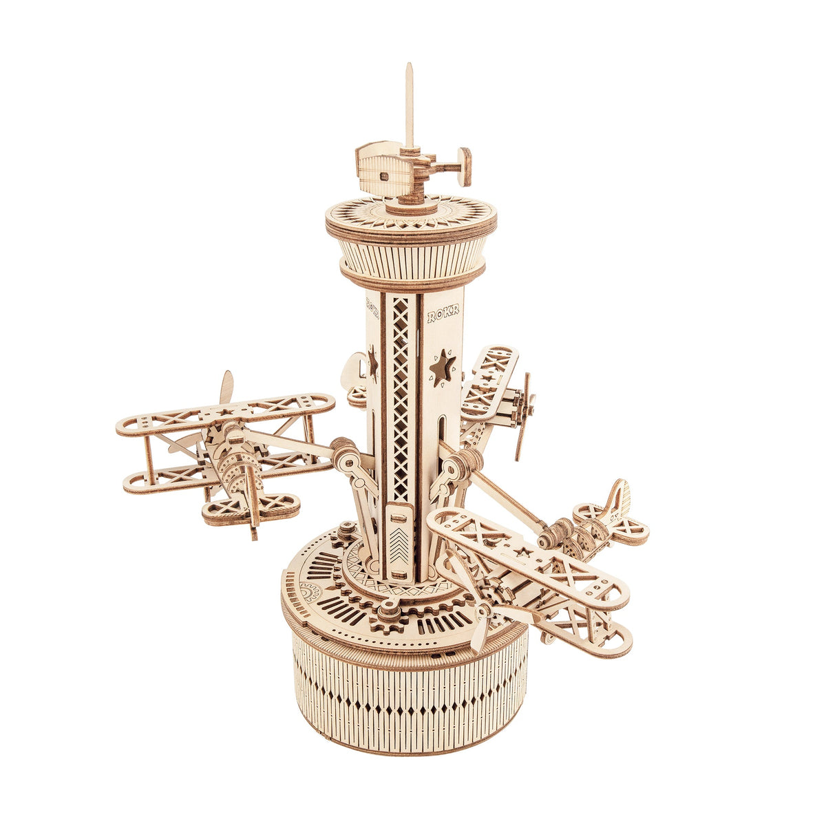 ROKR Airplane Control Tower Music Box Kit completed product view