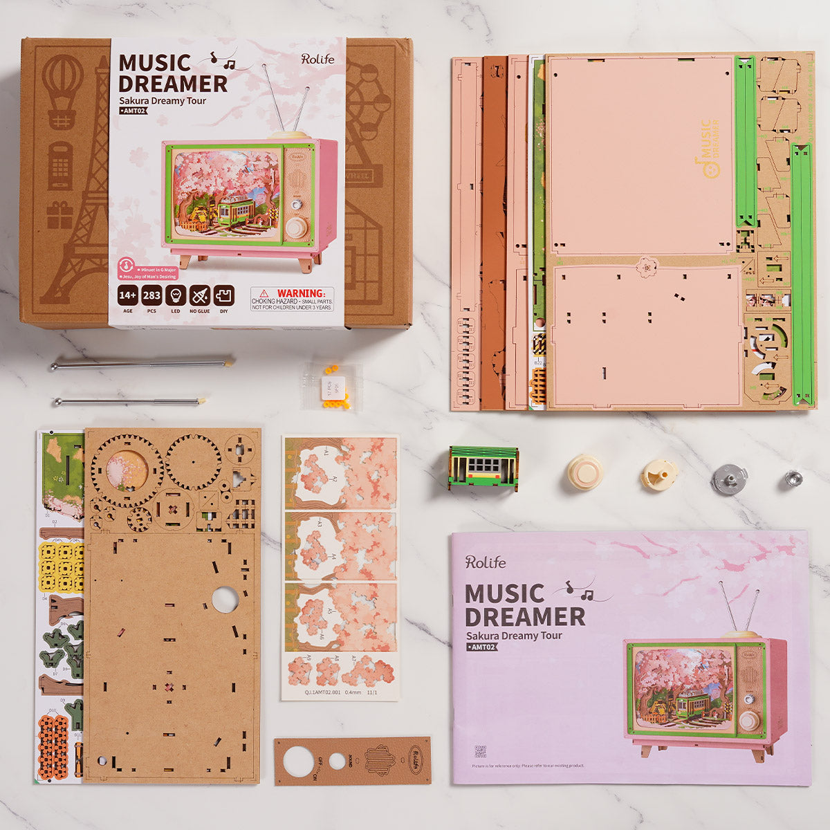 Rolife Sakura Dreamy Tour Music Box Kit official detail view 3