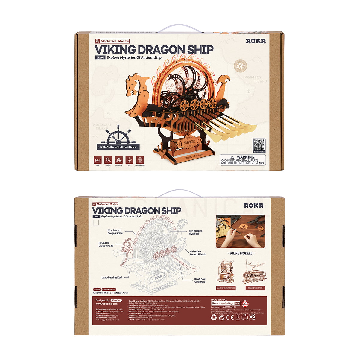 ROKR Viking Dragon Ship Mechanical Kit official product view 6