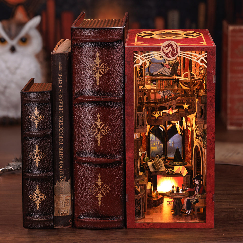 Flame Common Room Book Nook Kit completed product view