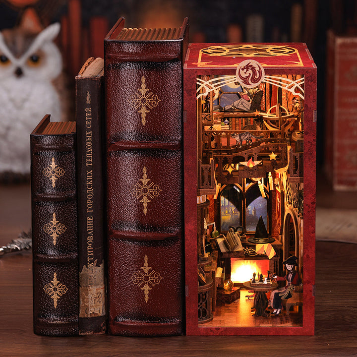Flame Common Room Book Nook Kit completed product view