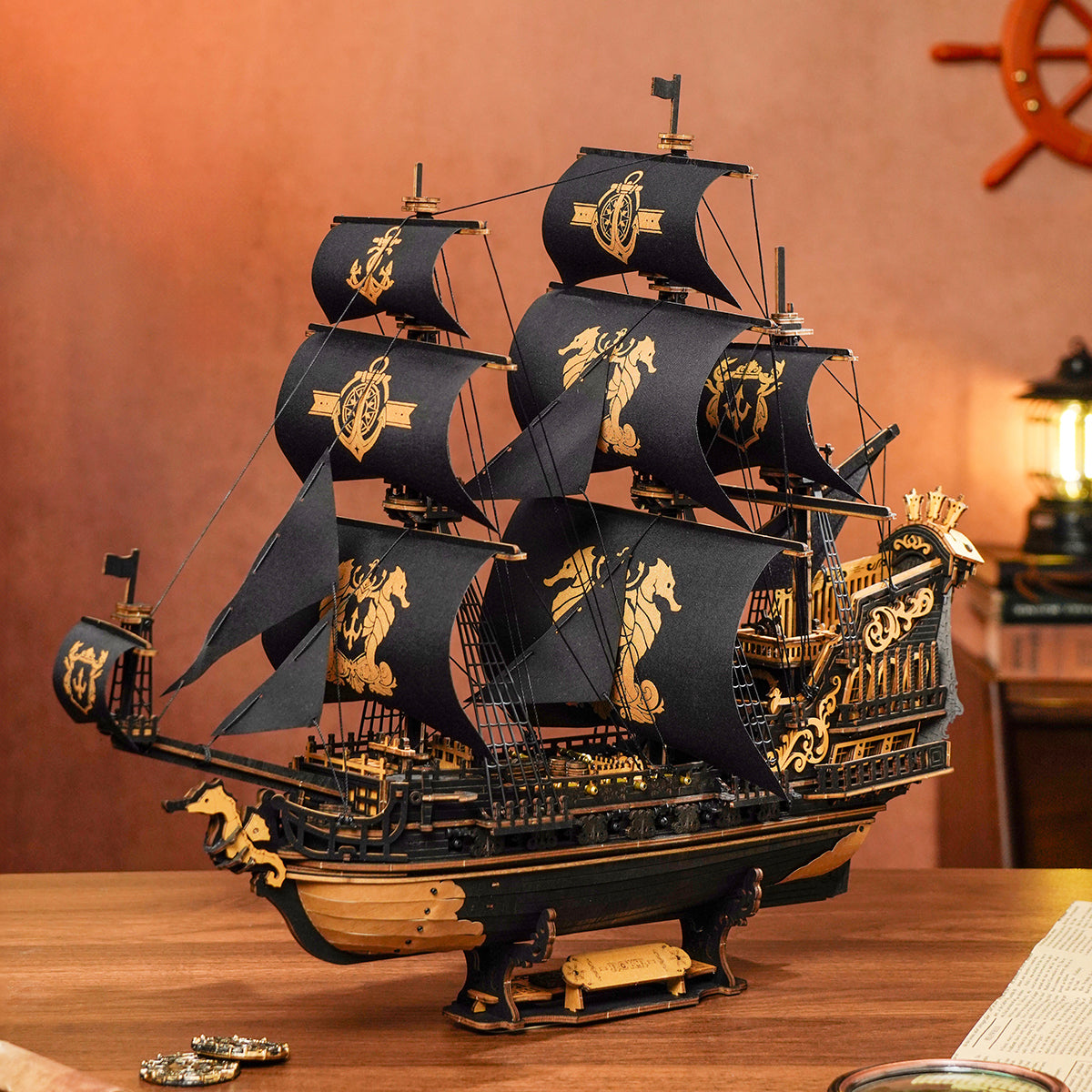 ROKR The Seahorse Barque Model Kit completed product view