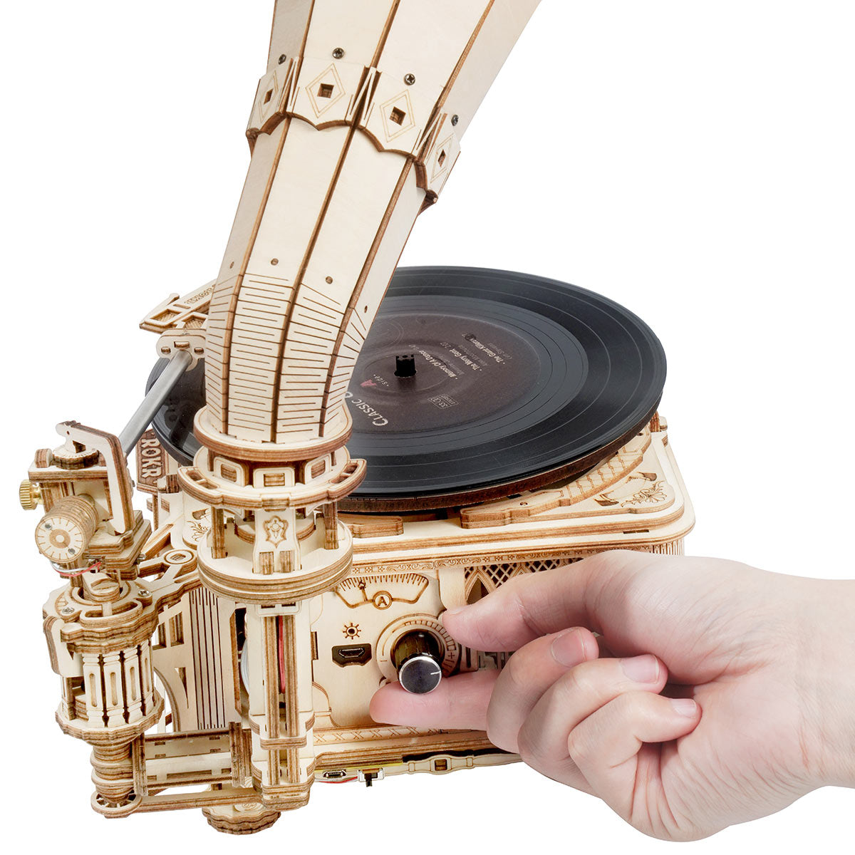ROKR Classic Gramophone Electric Model Kit official detail view 4