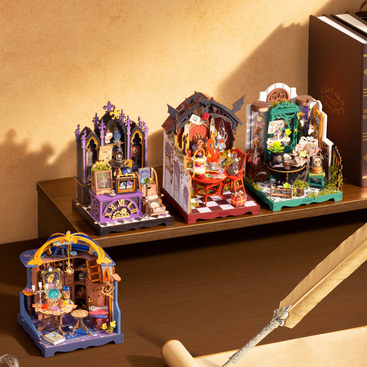 Rolife Magic House series bookshelf display including Astral Dome