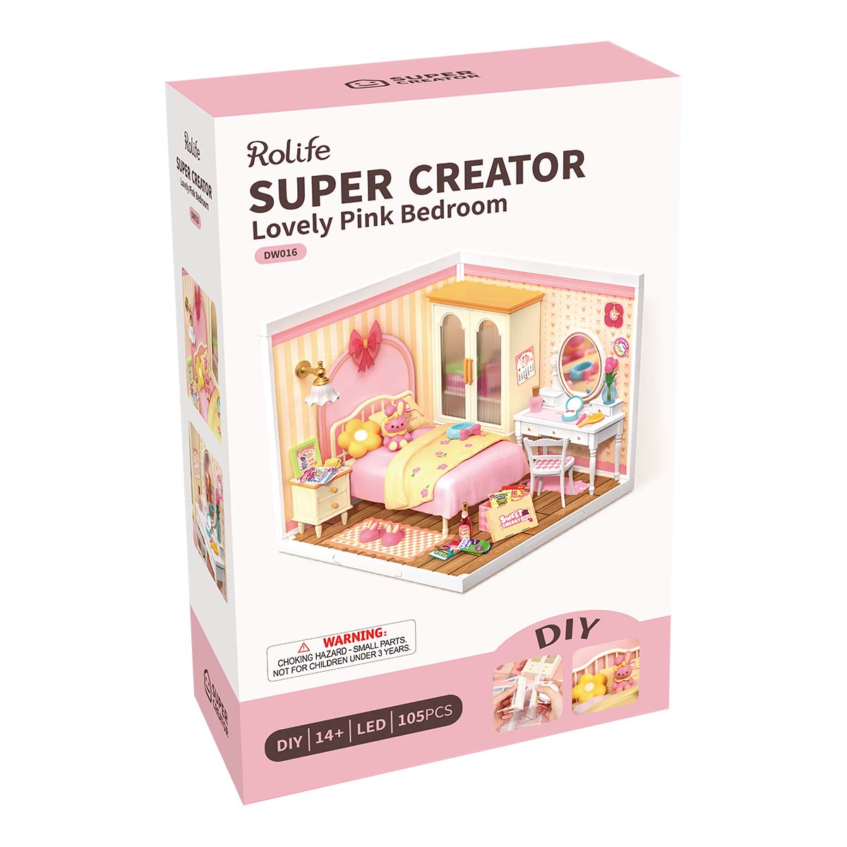 Lovely Pink Bedroom Miniature Kit official product view 7