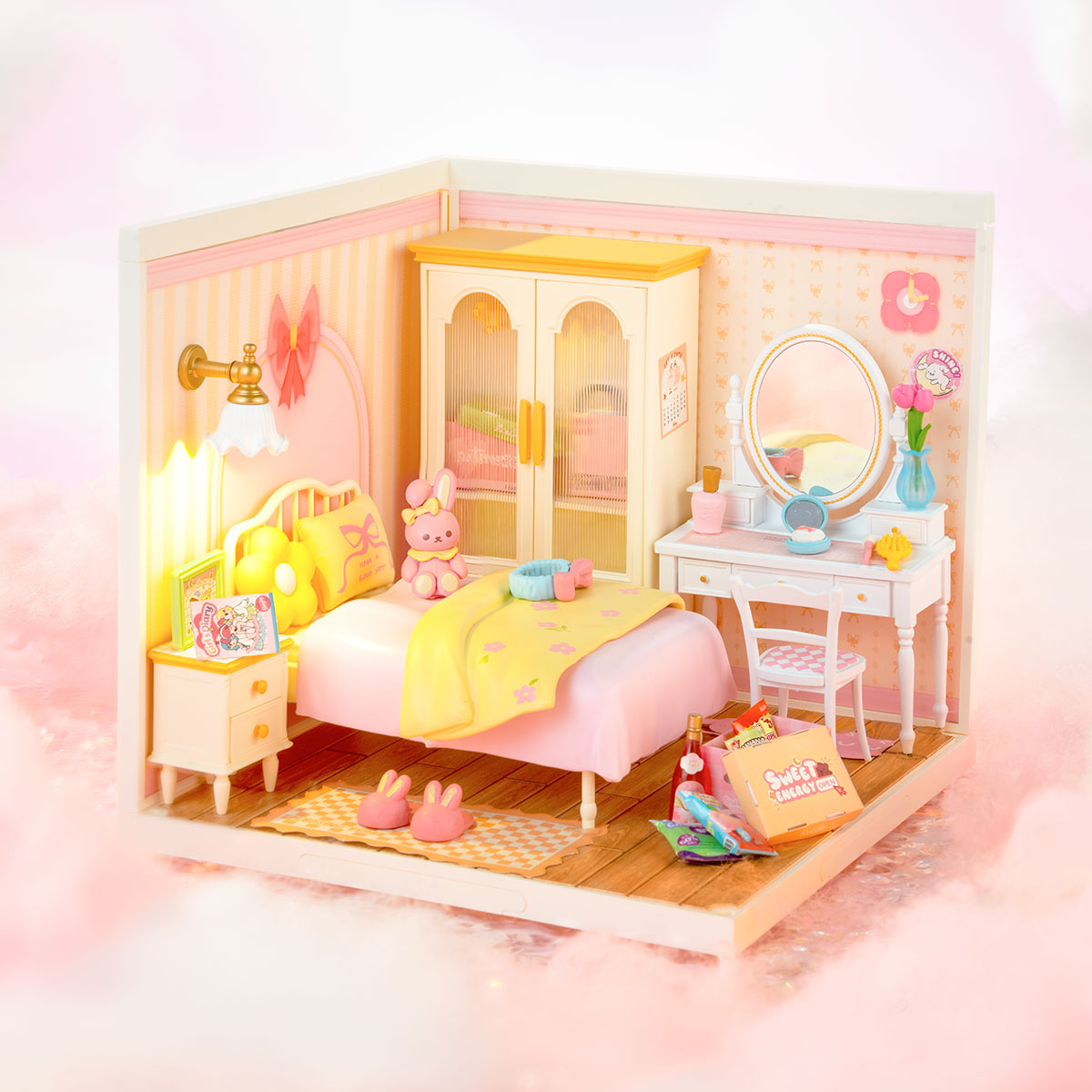 Lovely Pink Bedroom Miniature Kit official product view 5