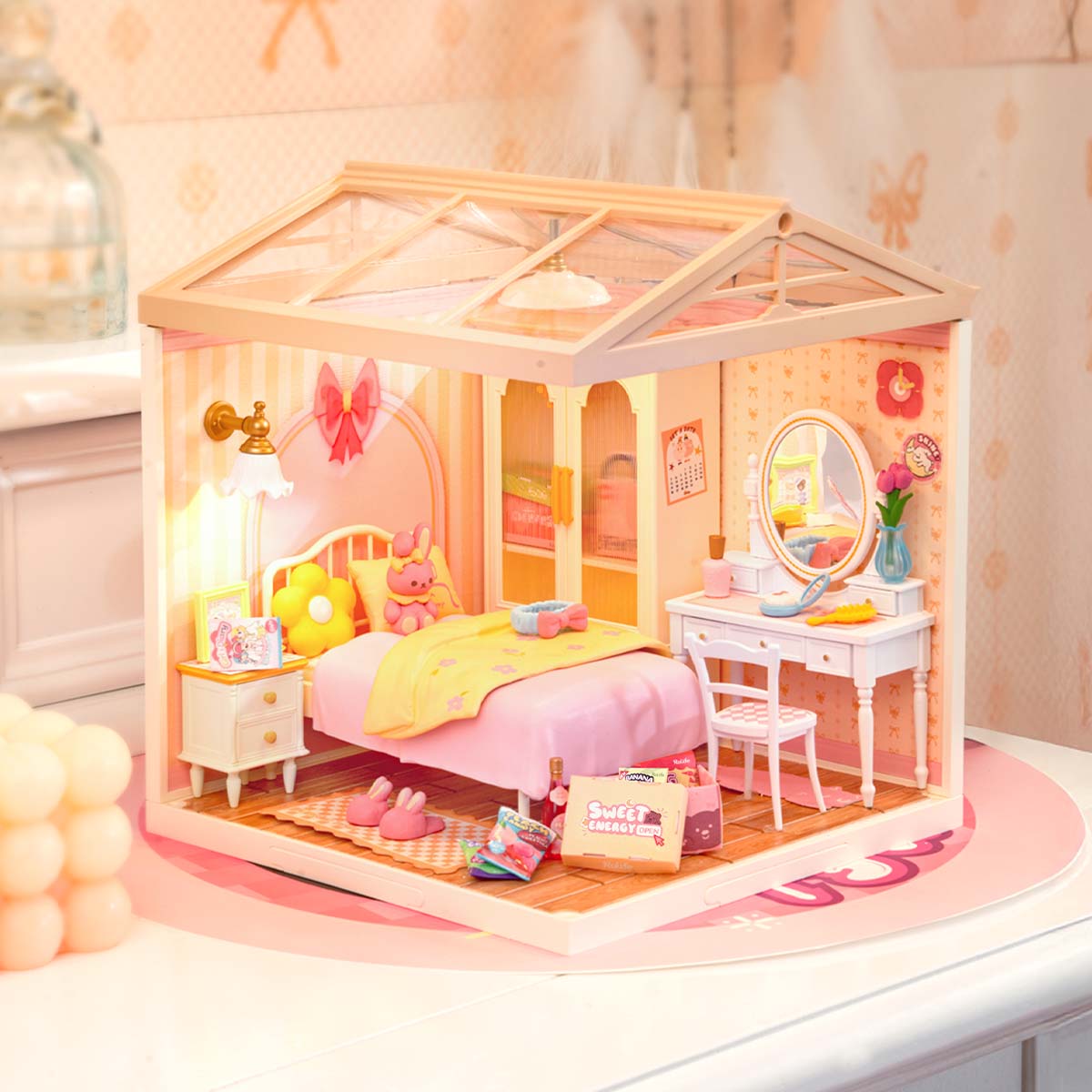 Lovely Pink Bedroom Miniature Kit official product view 3