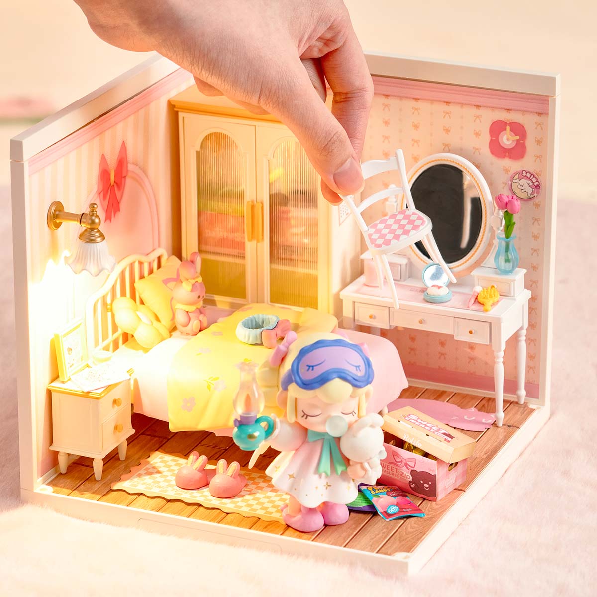 Lovely Pink Bedroom Miniature Kit official product view 4