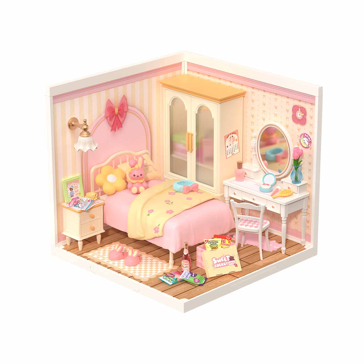 Lovely Pink Bedroom Miniature Kit official product view 2
