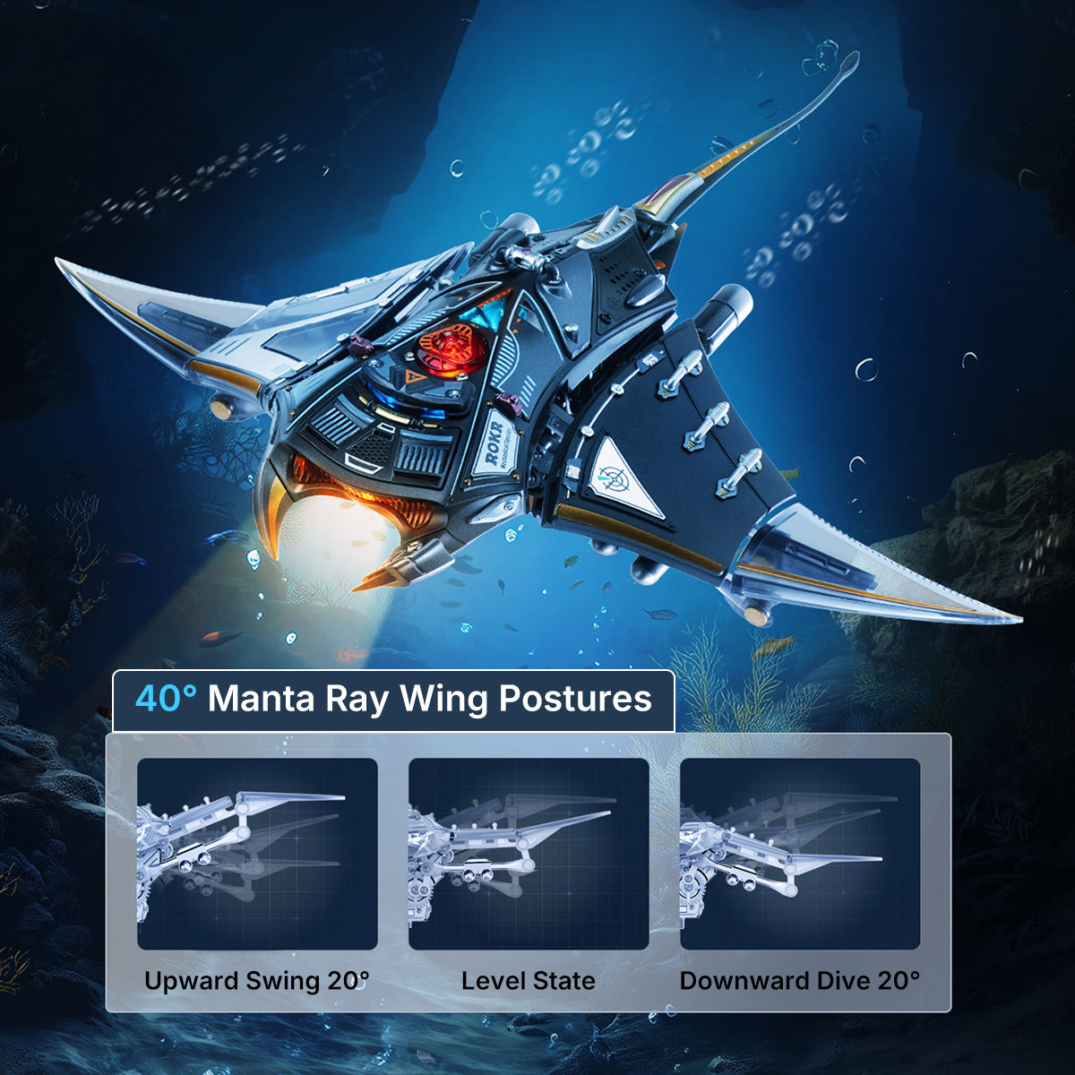 ROKR Manta Ray Mechanical Model Kit official detail view 4