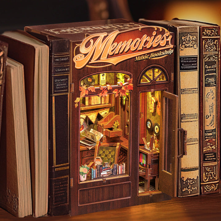 Memories Music Bookshop Book Nook Kit completed product view