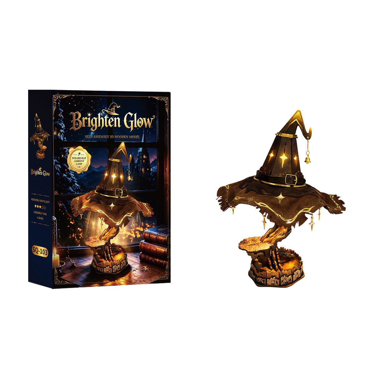 Brighten Glow DIY Wizard Hat Lamp kit and finished model