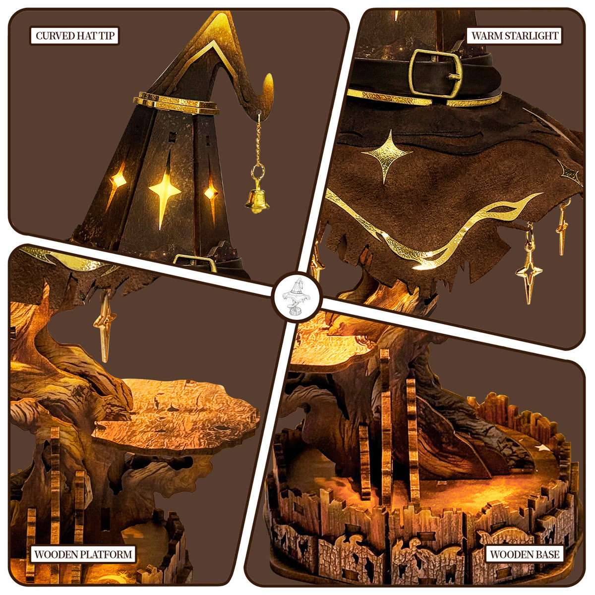 Detail views of the Brighten Glow DIY Wizard Hat Lamp