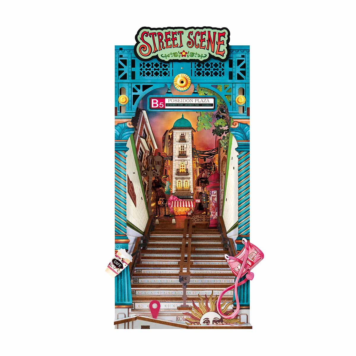 Street Scene Book Nook Kit completed product view